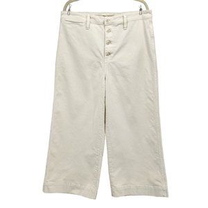 Madewell Emmett Ivory Wide-Leg Crop Button Fly Pants Womens 33